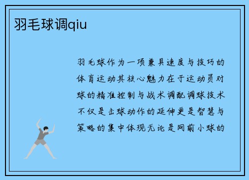 羽毛球调qiu