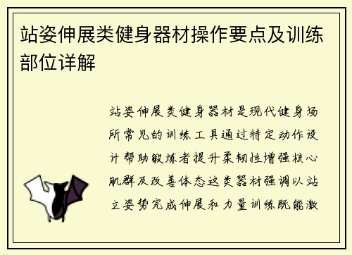 站姿伸展类健身器材操作要点及训练部位详解